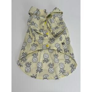 New DOGO Yellow Black Sketch Print Pineapple Dog Shirt Large